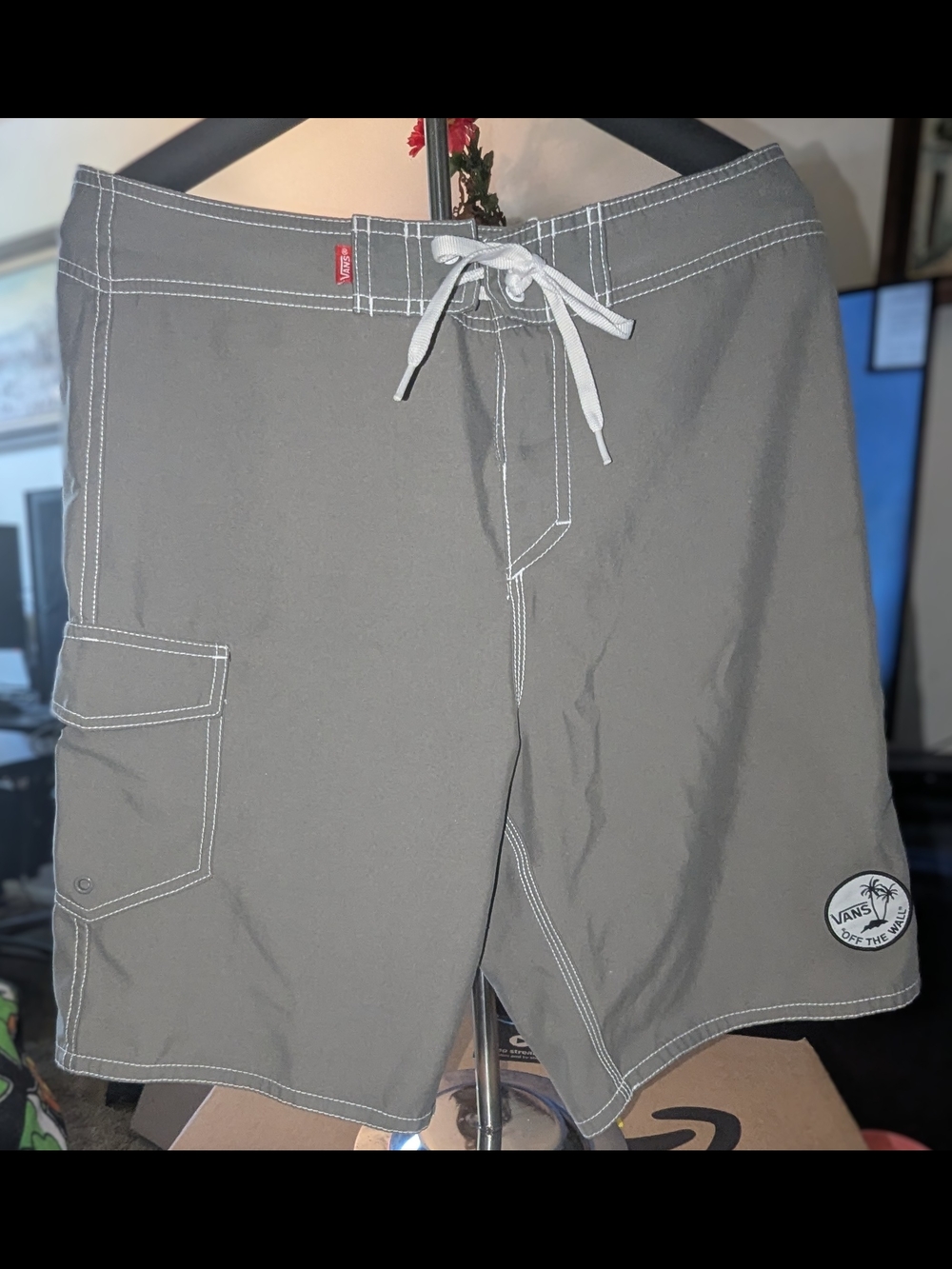 Vans Men's Gray Drawstring Swim Trunks